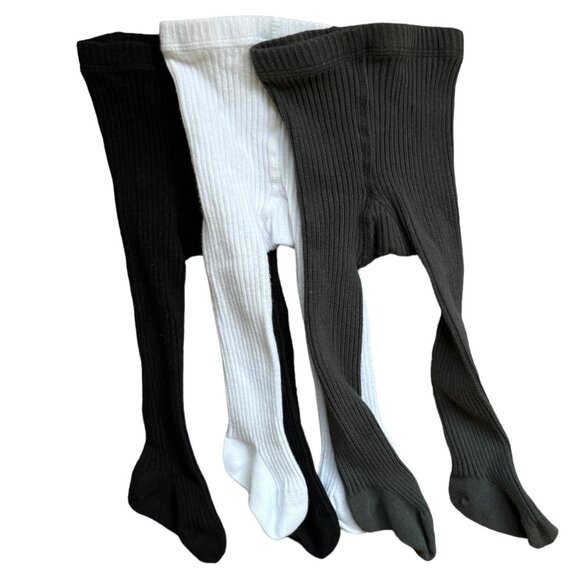 3-Pack Baby Girls Ribbed Knit Tights Stockings Cotton Pantyhose 6-12Months White - Picture 2 of 4